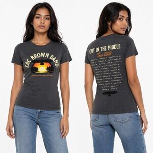 Zac Brown Band Women T-Shirt Charcoal Small 2022 Tour Graphic Country Concert